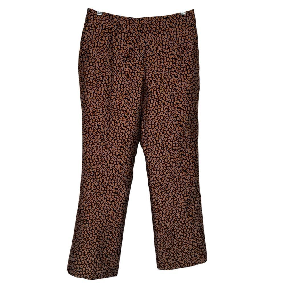 Kate Spade Flora Cheetah Print Jacquard Cropped Pants size 4 Black/Bronze - Picture 2 of 7